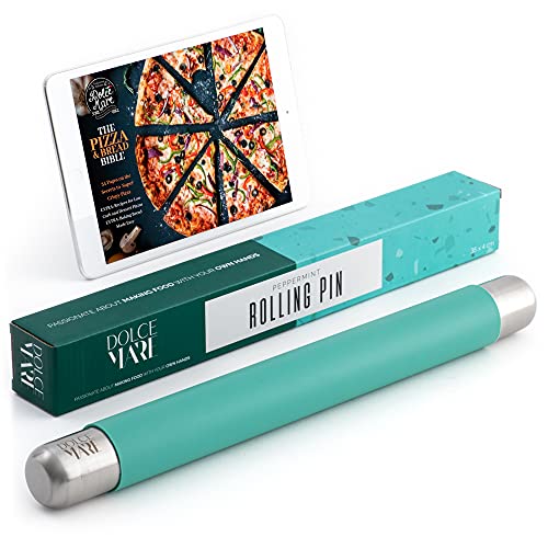 DOLCE MARE Silikon Teigrolle in mintgrün - Antihaft Nudelholz - BPA freie Fondant Rolle für Pizza & alle weiteren Teigwaren - Der Teigroller kommt in einer edlen Geschenkverpackung (Peppermint) von DOLCE MARE