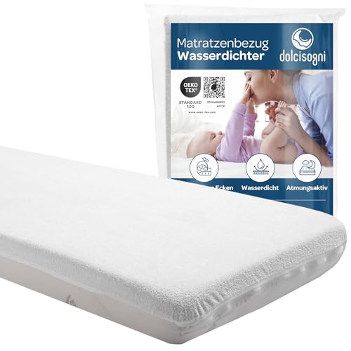 DOLCI SOGNI Matratze Kinderbett 50x83 cm Bundle mit wasserdichtem Matratzenschoner (2 Stück) – integrierter Aloe Vera Matratzenbezug – Ökotex Zertifiziert – hergestellt in der EU von DOLCI SOGNI