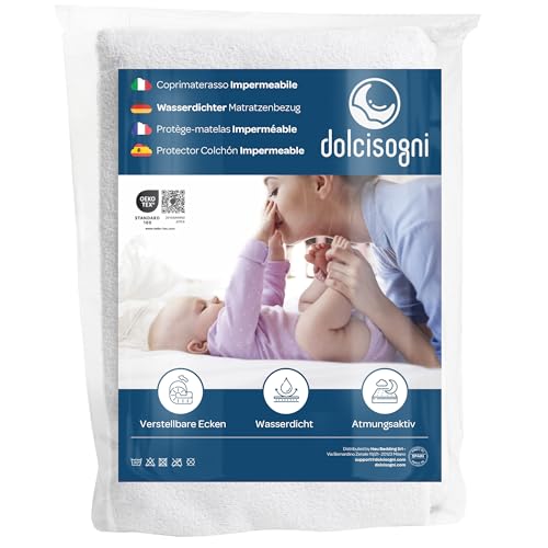 DOLCI SOGNI Matratzenschoner 60x120 cm (2 Stück) – Wasserdicht, Atmungsaktiv, Antibakteriell – Mit Ecken-Gummi – Waschbar bis 60°C – OekoTex – Made in Europe von DOLCI SOGNI