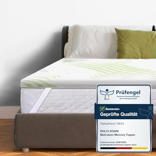 Oeko-TEX® Zertifizierter Matratzen Topper 140x190 cm mit 100% Memory Foam und Bezug aus Aloe Vera - Topper 140x190cm mit Dicke 5 cm - Made in EU von DOLCI SOGNI