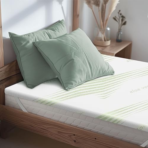Oeko-TEX® Zertifizierter Topper 80x190 mit 100% Memory Foam und Bezug aus Aloe Vera - Matratzentopper 80x190 cm mit Dicke 5 cm - Made in EU von DOLCI SOGNI