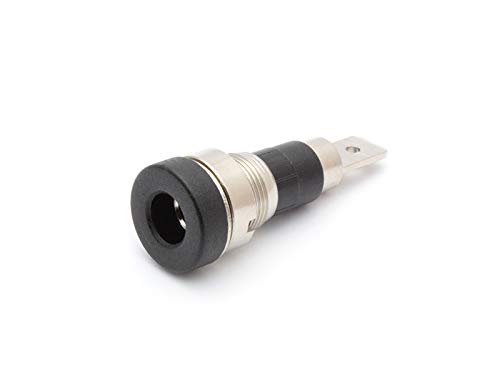 Einbaubuchse 4mm, Metallgewinde, 4,8mm Flachstecke, schwarz von DOLD Mechatronik