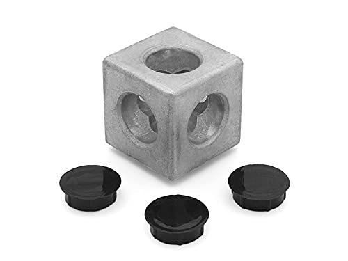 Würfelverbinder 45 B-Typ Nut 10, Würfel 3D + 3 Abdeckkappen von DOLD Mechatronik