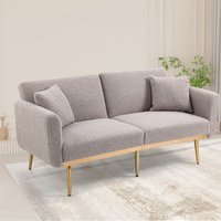 Sofa, umwandelbar in 3 Positionen, Metallbeine, Samt, grau, 162 x 80 x 78 cm von DOLINHOME