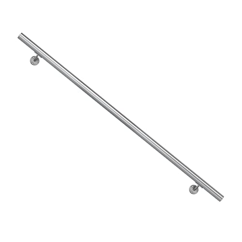 DOLLE Aluminium Handlauf | Handlaufset 150 cm (kürzbar)| inkl. Halterung und Schrauben | Ø 40 mm | Wandhandlauf | Wandhalterung | Geländer | Stange | Treppengeländer | Geländer Bausatz | Aluminium von DOLLE