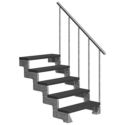 DOLLE Außentreppe Gardentop 5 Stufen Geschosshöhe 90-110 cm inkl. Trimax® Stufen in Anthrazit 100 cm und Einzelstabgeländer von DOLLE