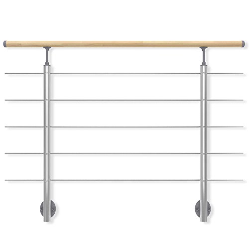 DOLLE Aluminium Geländer-Set Handlauf aus Buche Füllstäbe aus Edelstahl seitliche Montage 150 cm von DOLLE