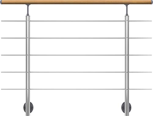 DOLLE Aluminium Geländer-Set Handlauf aus Eiche Füllstäbe aus Edelstahl seitliche Montage 150 cm von DOLLE