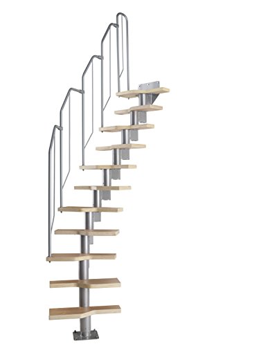 DOLLE Raumspartreppe Stufen in Buche (Multiplex), Geschosshöhe 222-276 cm, Variabler Treppenlauf, einfache Montage, den individuellen Raumverhältnissen anpassbar von DOLLE