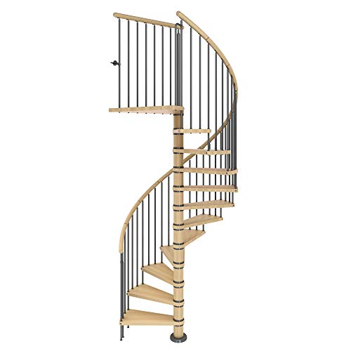 DOLLE Spindeltreppe Winnipeg 13 Stufen / 14 Steigungen inkl. Podest Buche geölt Höhe 292,5-315 cm Außendurchmesser 140 cm inkl. Geländer von DOLLE
