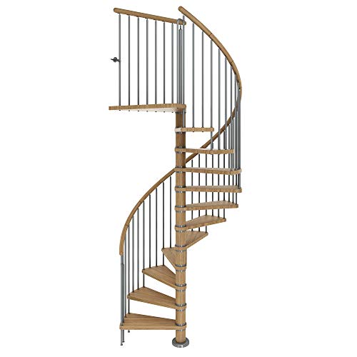DOLLE Spindeltreppe Winnipeg 11 Stufen / 12 Steigungen inkl. Podest Eiche geölt Höhe 246-270 cm Außendurchmesser 140 cm inkl. Geländer von DOLLE