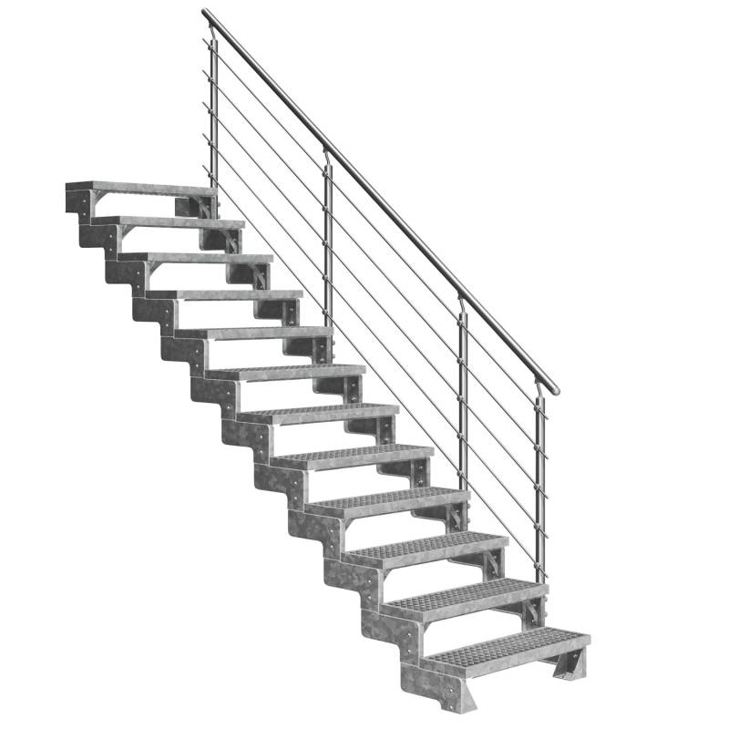 Dolle Außentreppe Gardentop 13 Gitterroststufen 100 cm + Prova-Geländer von DOLLE