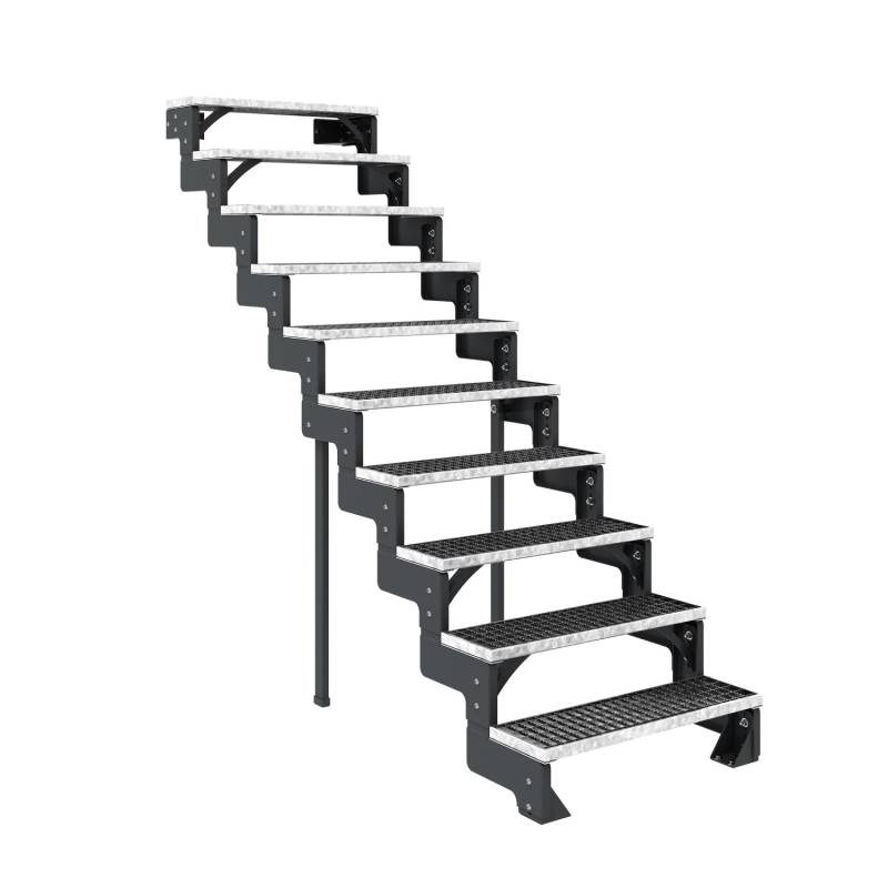 Dolle Außentreppe Gardentop Anthrazit 10 Gitterroststufe 100 cm Ohne Geländer von DOLLE