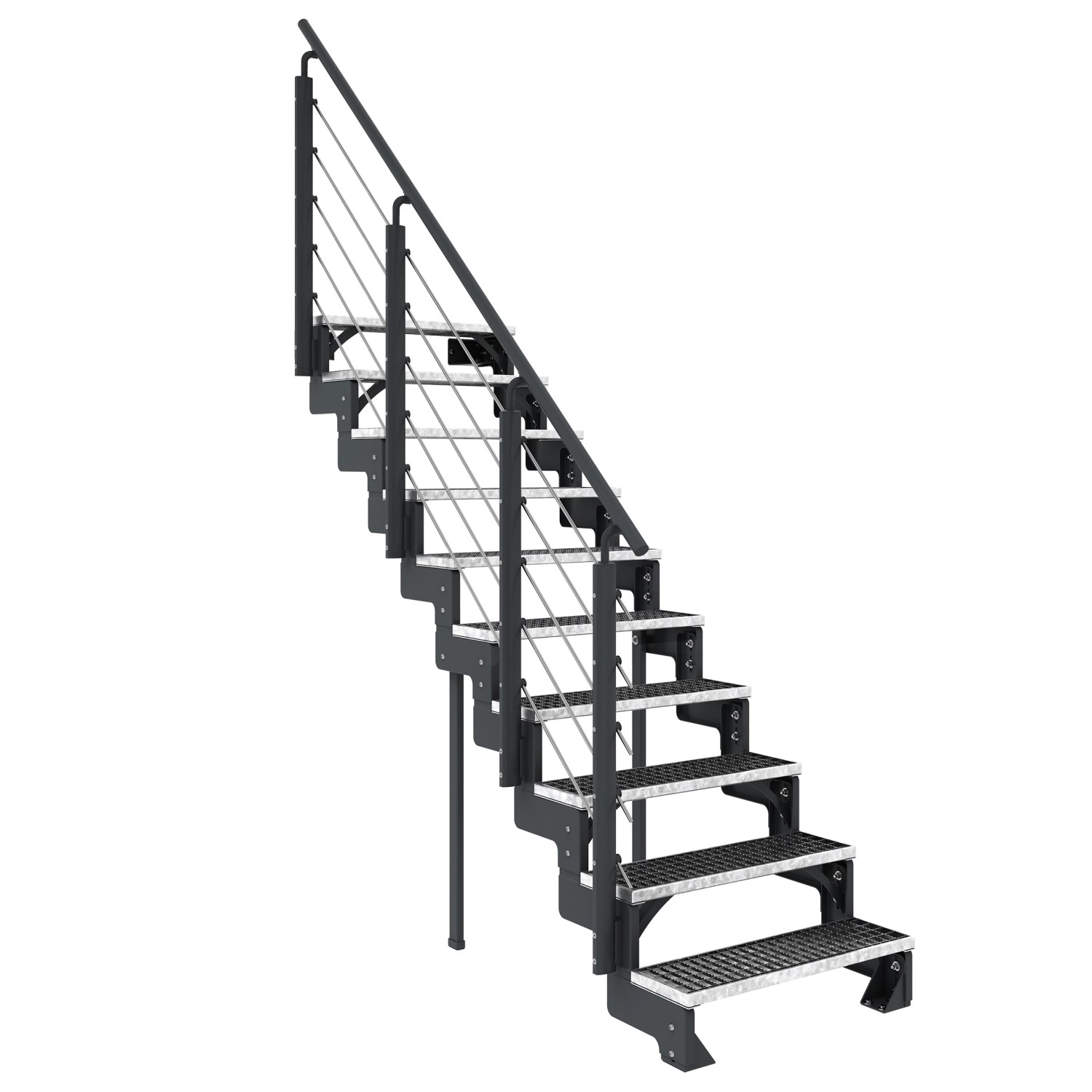 Dolle Außentreppe Gardentop Anthrazit 10 Gitterroststufe 80 cm inkl. Geländer von DOLLE