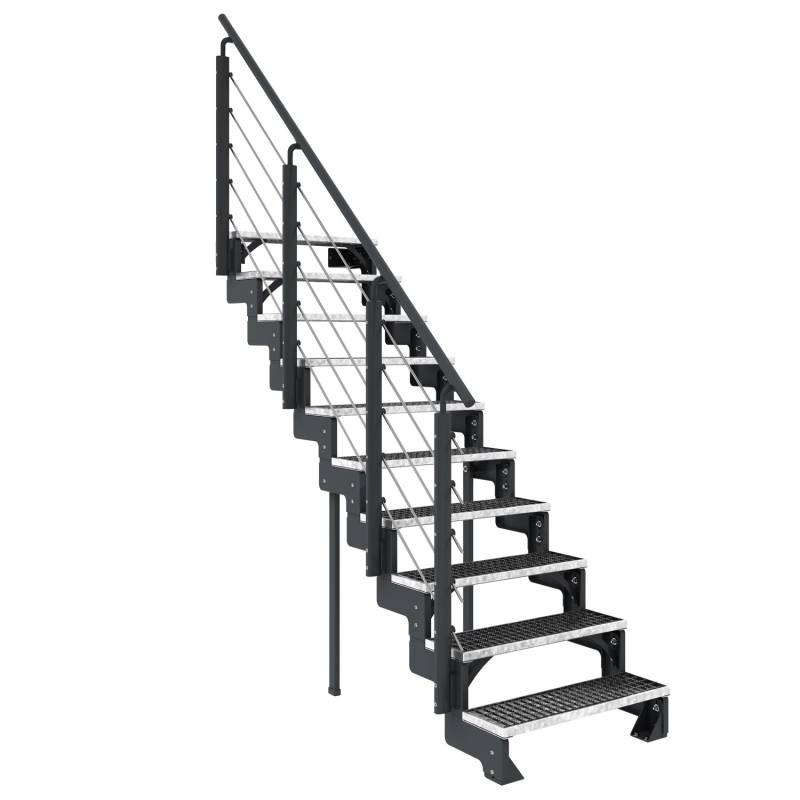Dolle Außentreppe Gardentop Anthrazit 10 Gitterroststufe 80 cm inkl. Geländer von DOLLE