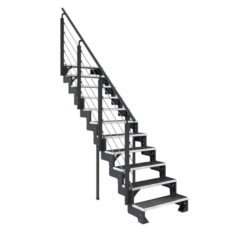 Dolle Außentreppe Gardentop Anthrazit 11 Gitterroststufe 80 cm inkl. Geländer von DOLLE