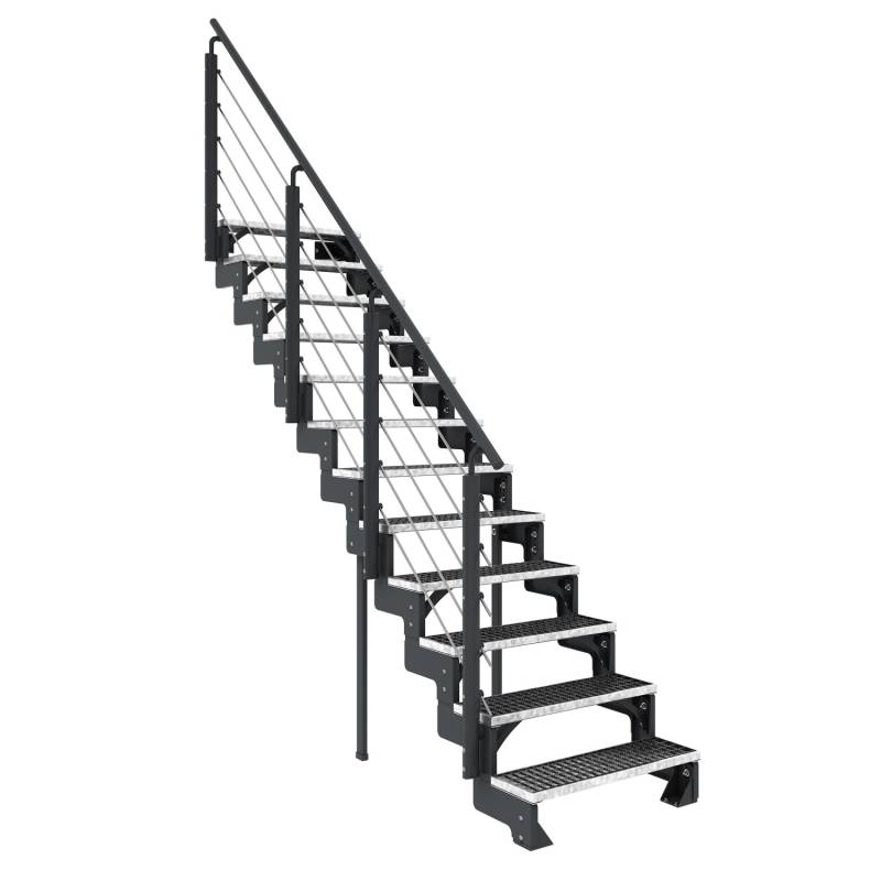 Dolle Außentreppe Gardentop Anthrazit 12 Gitterroststufe 100 cm inkl. Geländer von DOLLE