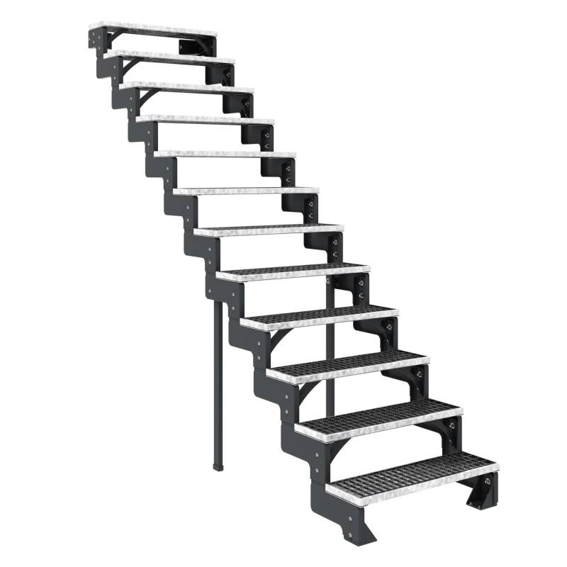 Dolle Außentreppe Gardentop Anthrazit 12 Gitterroststufe 80 cm Ohne Geländer von DOLLE