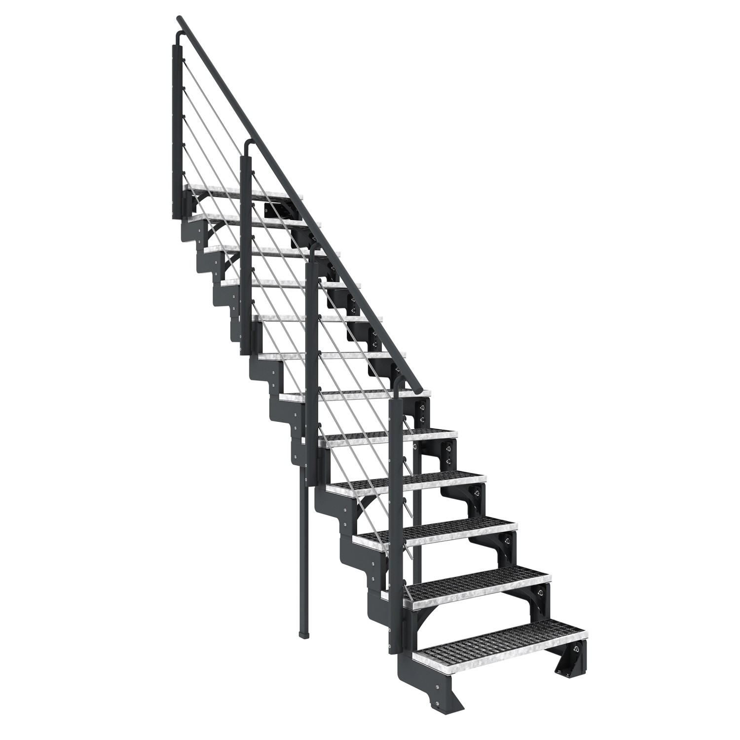 Dolle Außentreppe Gardentop Anthrazit 13 Gitterroststufe 100 cm inkl. Geländer von DOLLE