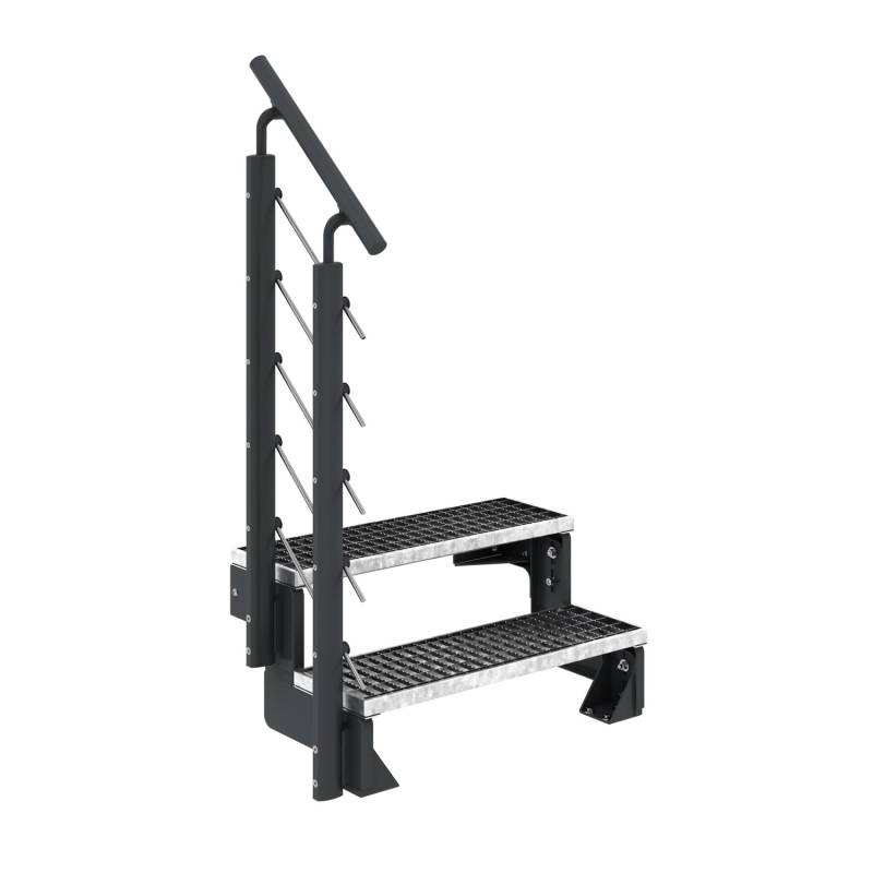 Dolle Außentreppe Gardentop Anthrazit 2 Gitterroststufe 80 cm inkl. Geländer von DOLLE