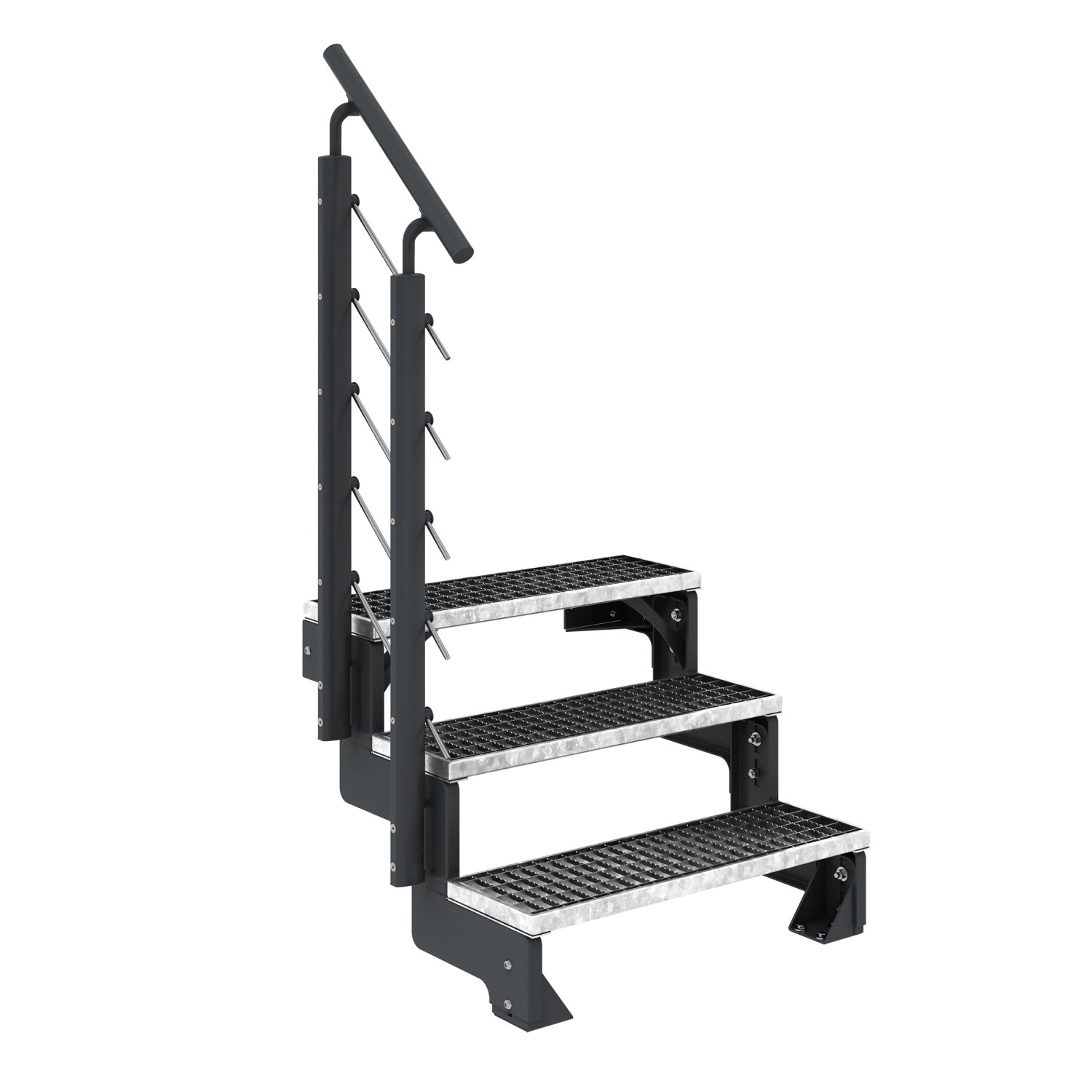 Dolle Außentreppe Gardentop Anthrazit 3 Gitterroststufe 100 cm inkl. Geländer von DOLLE
