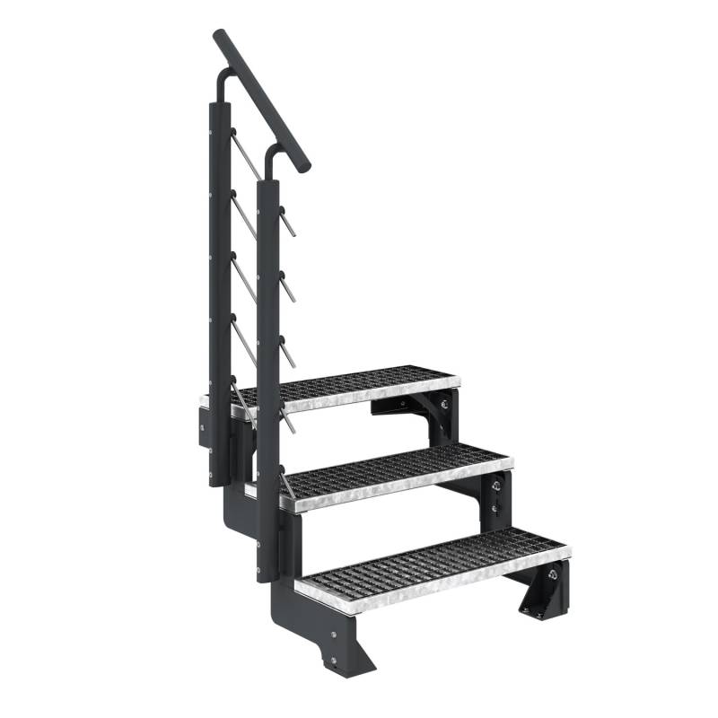 Dolle Außentreppe Gardentop Anthrazit 3 Gitterroststufe 100 cm inkl. Geländer von DOLLE