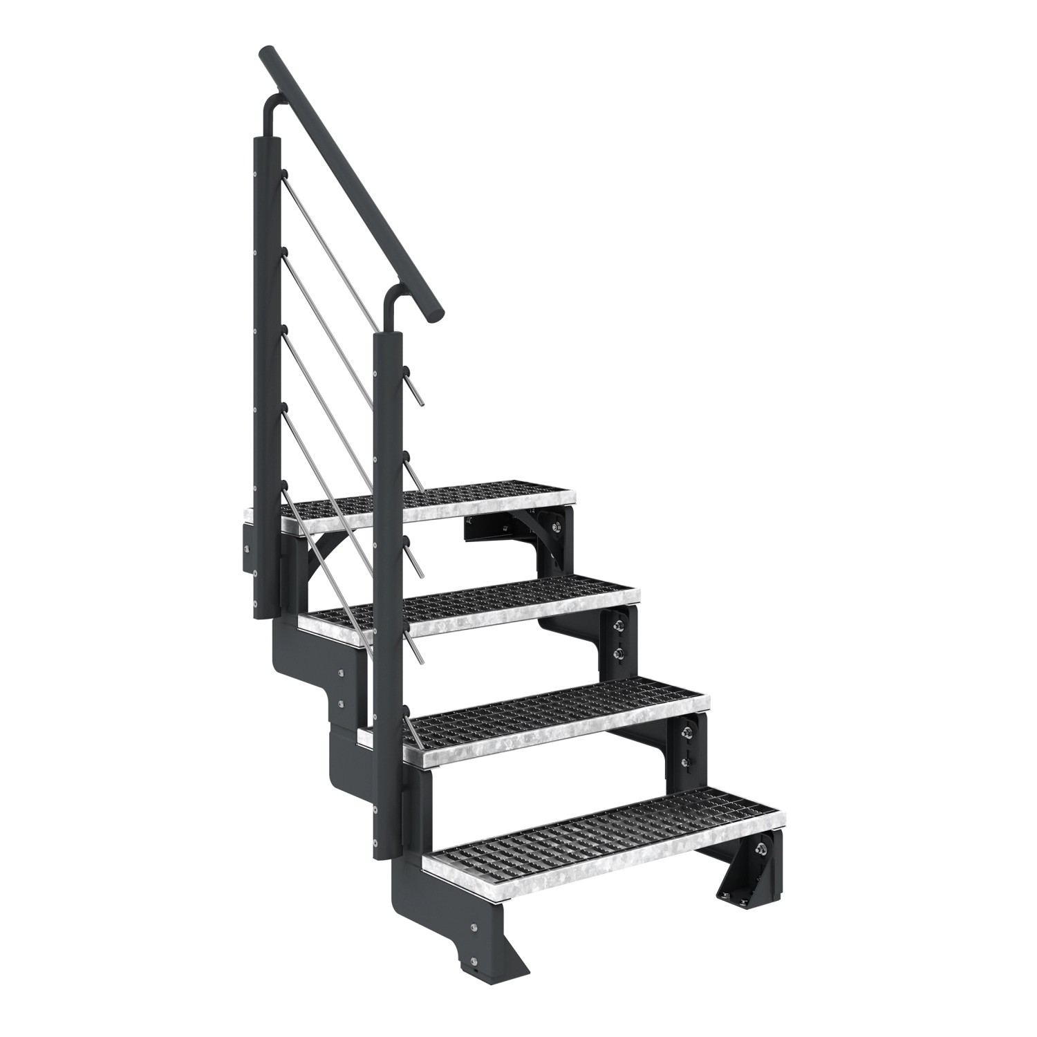 Dolle Außentreppe Gardentop Anthrazit 4 Gitterroststufe 100 cm inkl. Geländer von DOLLE
