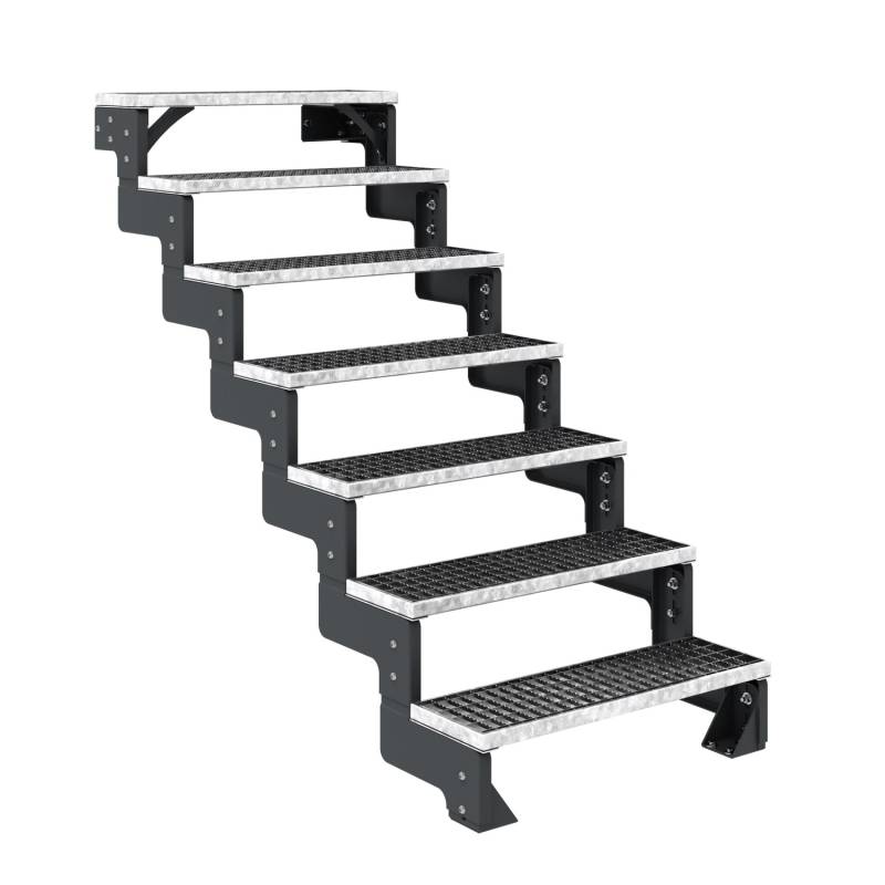Dolle Außentreppe Gardentop Anthrazit 7 Gitterroststufe 100 cm Ohne Geländer von DOLLE