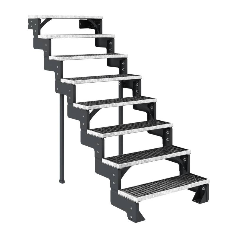 Dolle Außentreppe Gardentop Anthrazit 8 Gitterroststufe 80 cm Ohne Geländer von DOLLE