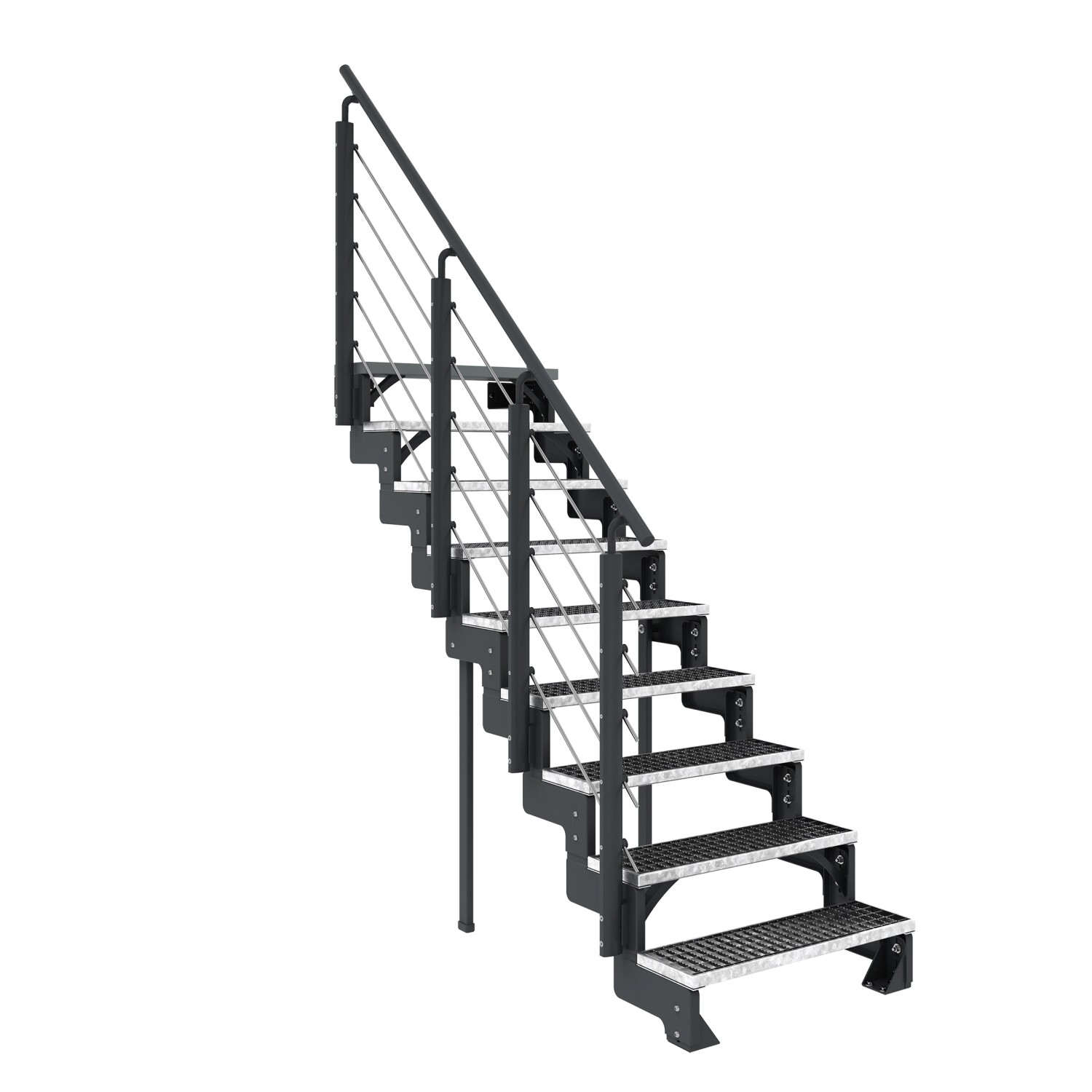 Dolle Außentreppe Gardentop Anthrazit 9 Gitterroststufe 100 cm inkl. Geländer von DOLLE