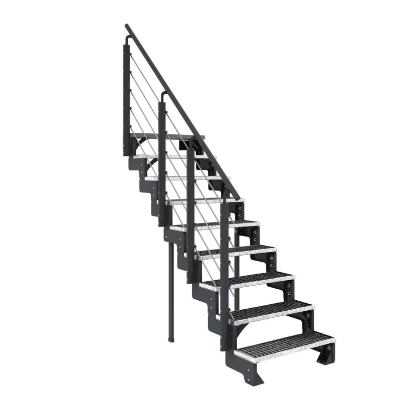 Dolle Außentreppe Gardentop Anthrazit 9 Gitterroststufe 100 cm inkl. Geländer von DOLLE