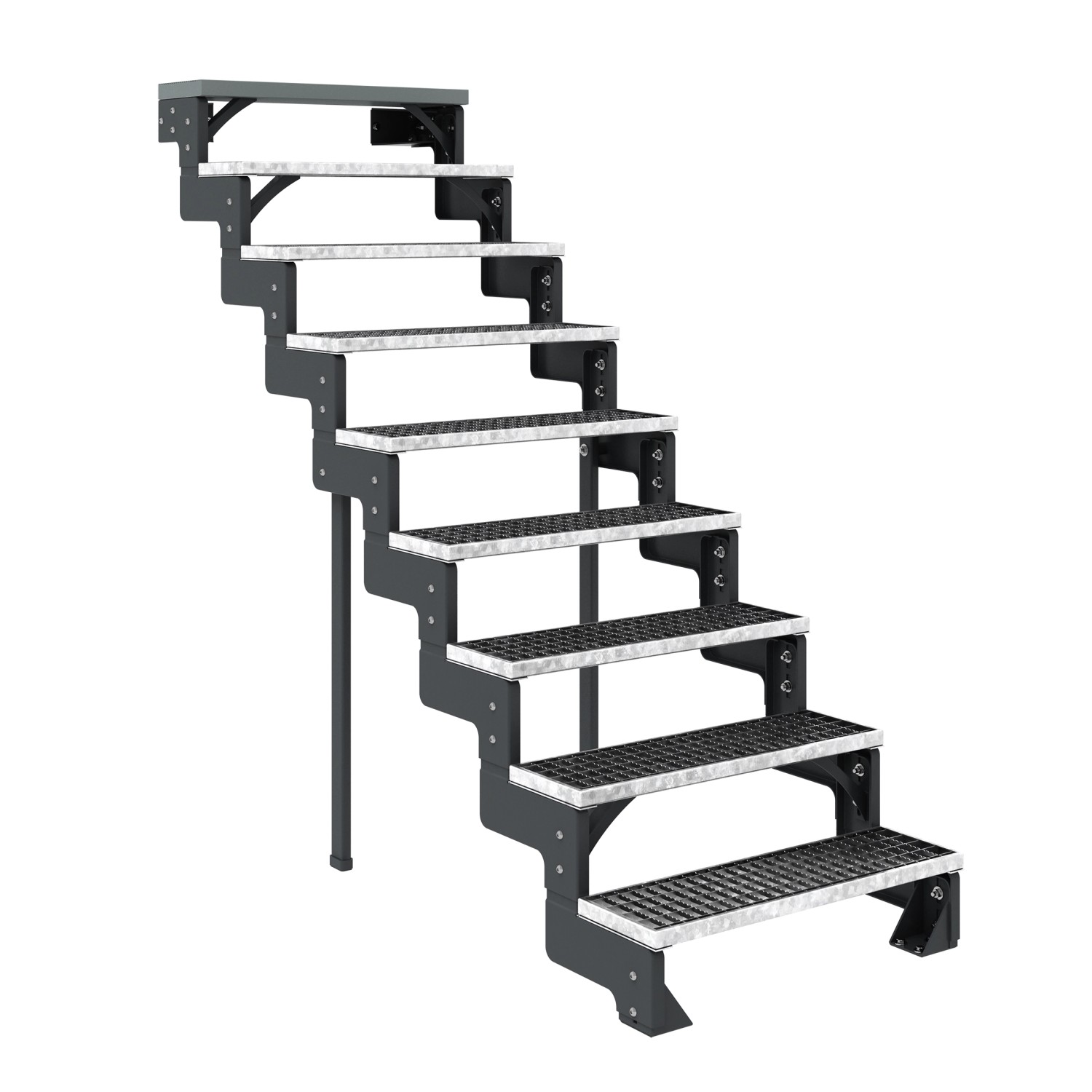 Dolle Außentreppe Gardentop Anthrazit 9 Gitterroststufe 80 cm Ohne Geländer von DOLLE