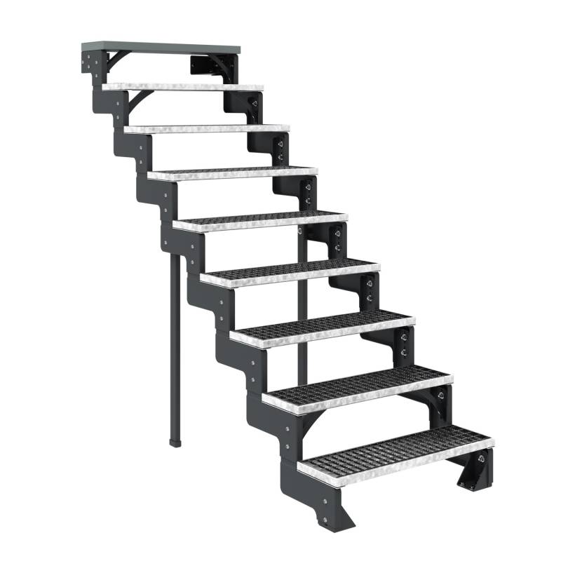 Dolle Außentreppe Gardentop Anthrazit 9 Gitterroststufe 80 cm Ohne Geländer von DOLLE