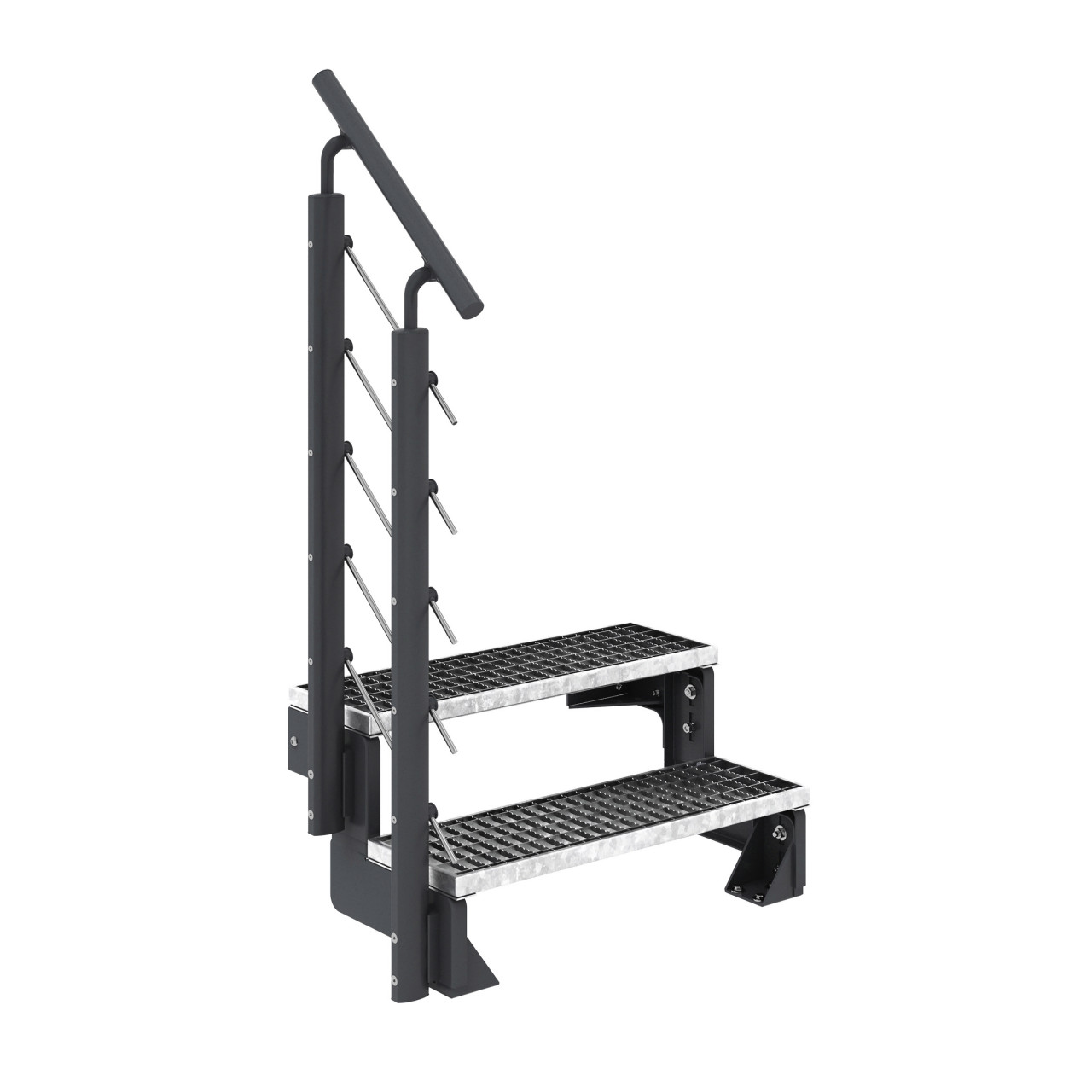 Dolle Außentreppe Gardentop 2 Gitteroststufen 100 cm inkl. einseitigem Geländer anthrazit von DOLLE