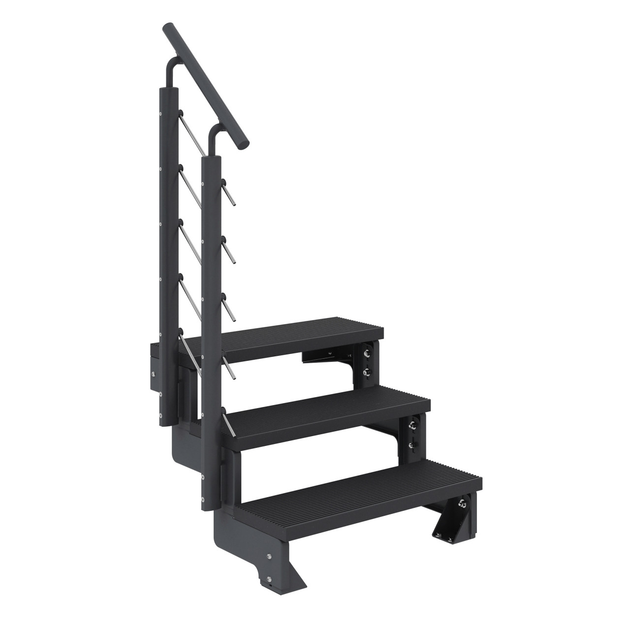 Dolle Außentreppe Trimax Gardentop 3 Stufen 100 cm inkl. einseitigem Geländer anthrazit von DOLLE