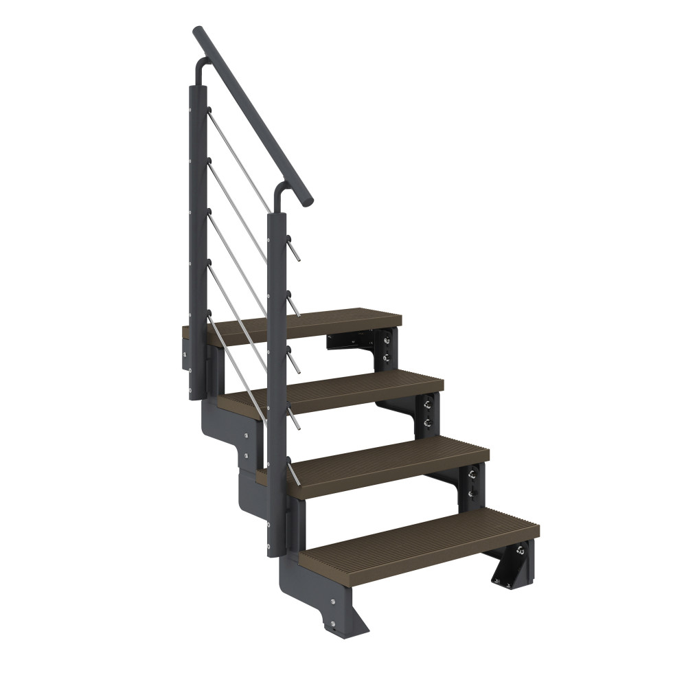 Dolle Außentreppe Trimax Gardentop 4 Stufen 80 cm inkl. einseitigem Geländer dunkelbraun von DOLLE
