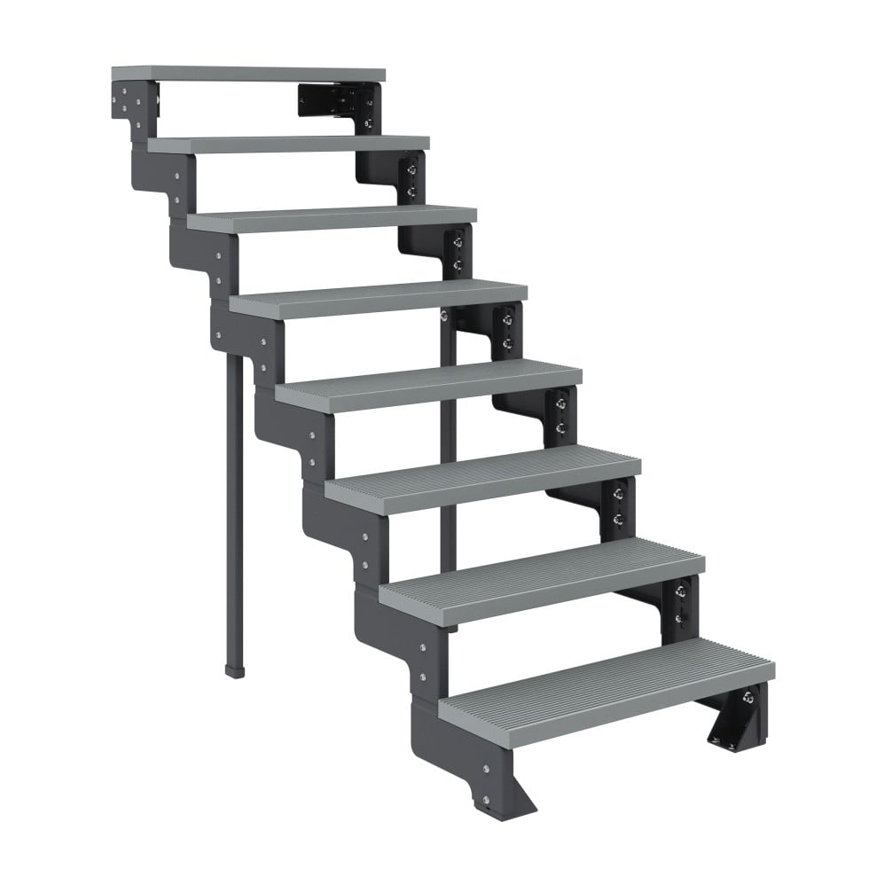 Dolle Außentreppe Gardentop anthrazit Trimaxstufen grau 100 cm ohne Geländer von DOLLE