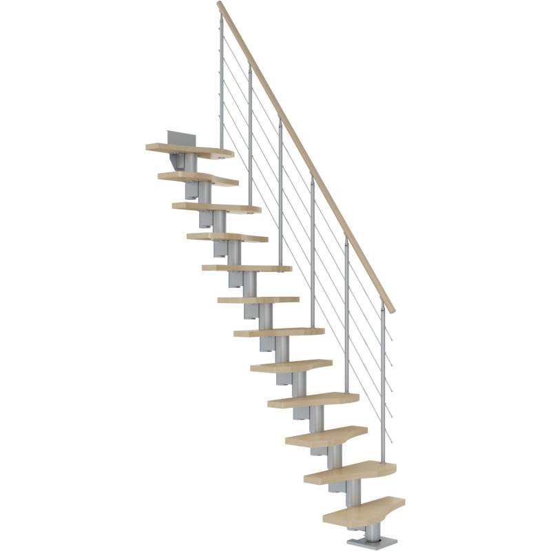 Dolle Mittelholmtreppe Basel Ahorn Perlgrau GH bis 299 cm Variabel 64 cm FSC von DOLLE