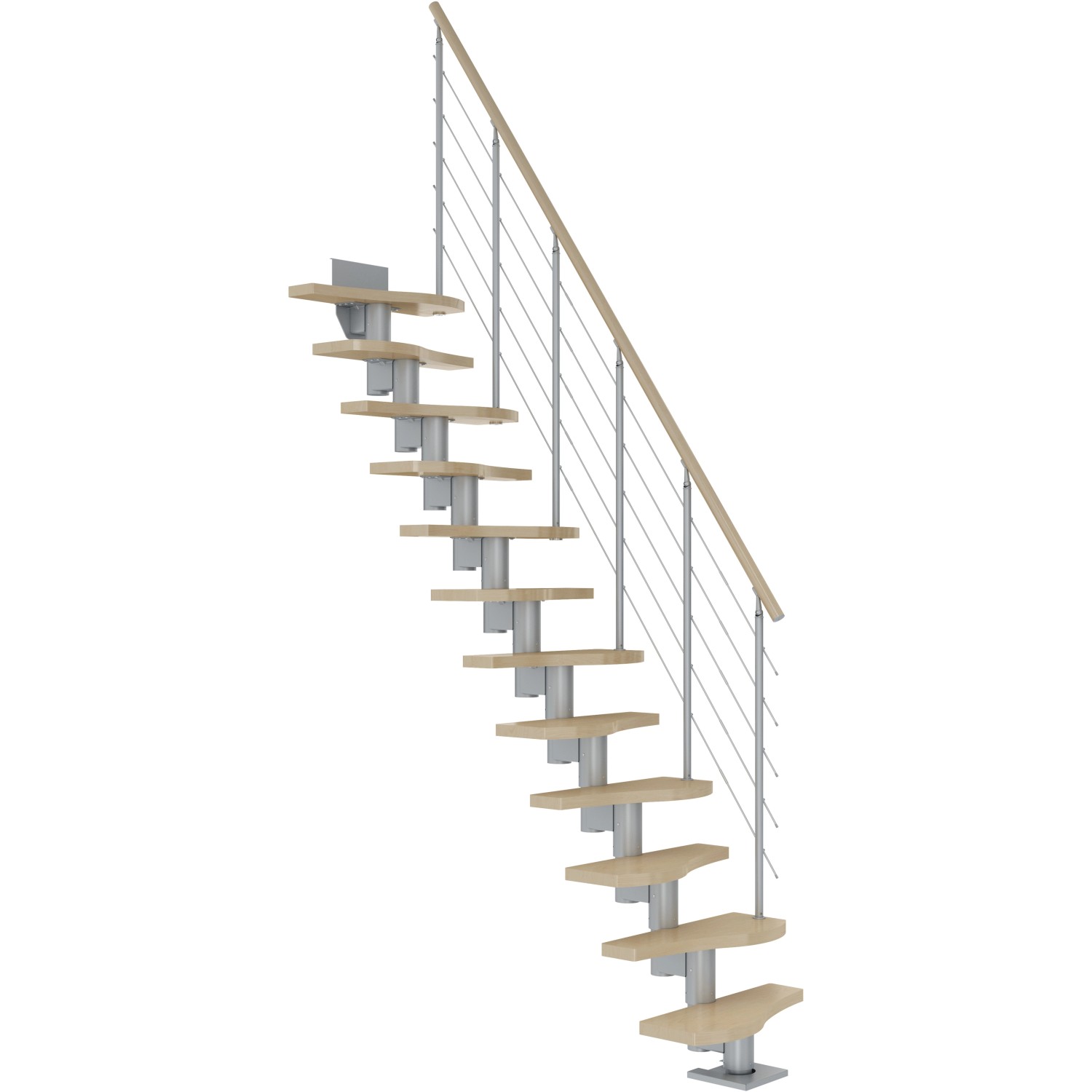 Dolle Mittelholmtreppe Basel Ahorn Perlgrau GH bis 315 cm Variabel 64 cm FSC von DOLLE