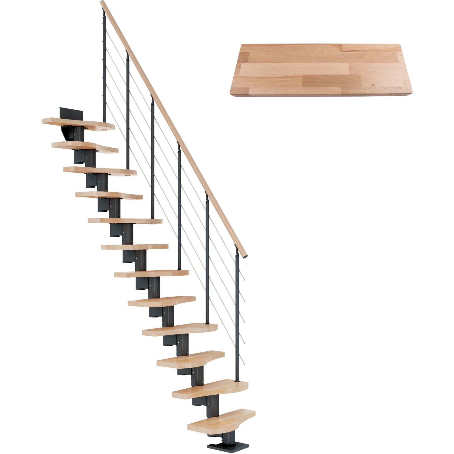 Dolle Mittelholmtreppe Basel Buche Anthrazit GH bis 276 cm Variabel 64 cm FSC von DOLLE