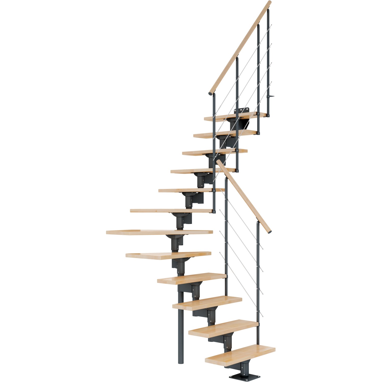 Dolle Mittelholmtreppe Boston 1/4 gewendelt Buche Unterkonstruktion Anthrazit von DOLLE