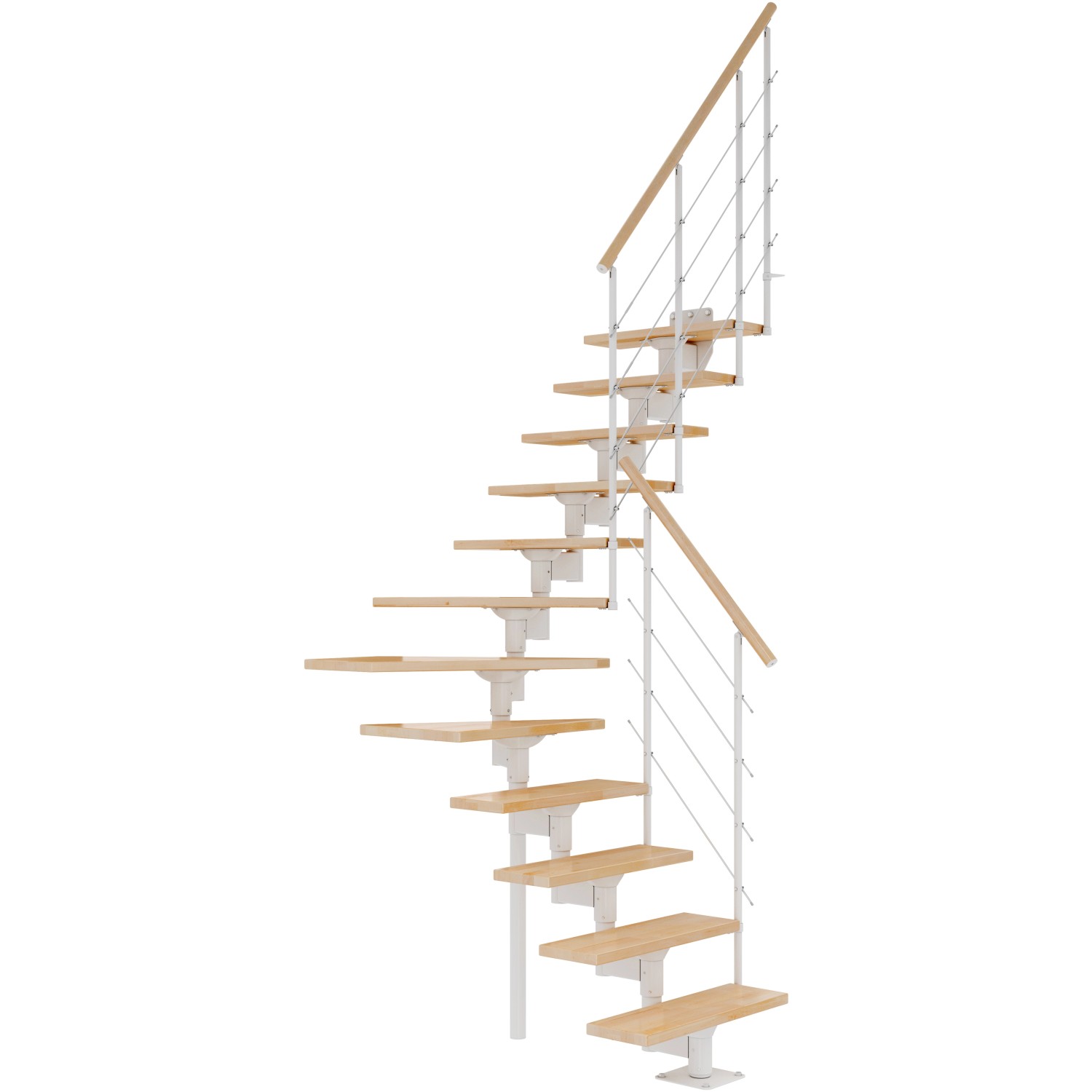 Dolle Mittelholmtreppe Boston 1/4 gewendelt Stufen Buche Unterkonstruktion Weiß von DOLLE