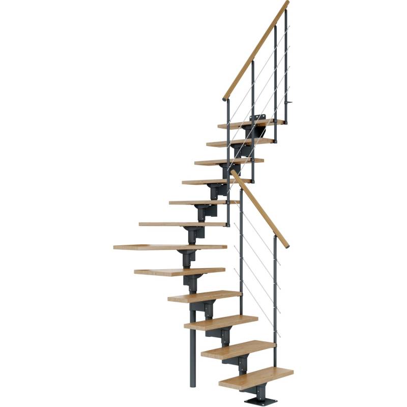 Dolle Mittelholmtreppe Boston 1/4gew. Stufen Eiche Metall Anthrazit FSC® von DOLLE