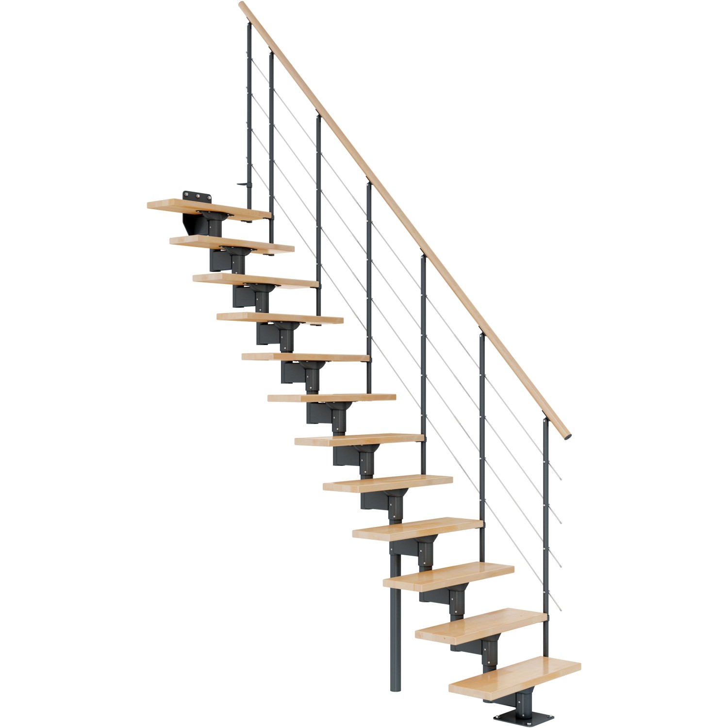 Dolle Mittelholmtreppe Boston Gerade Stufen Buche Unterkonstruktion Anthrazit von DOLLE
