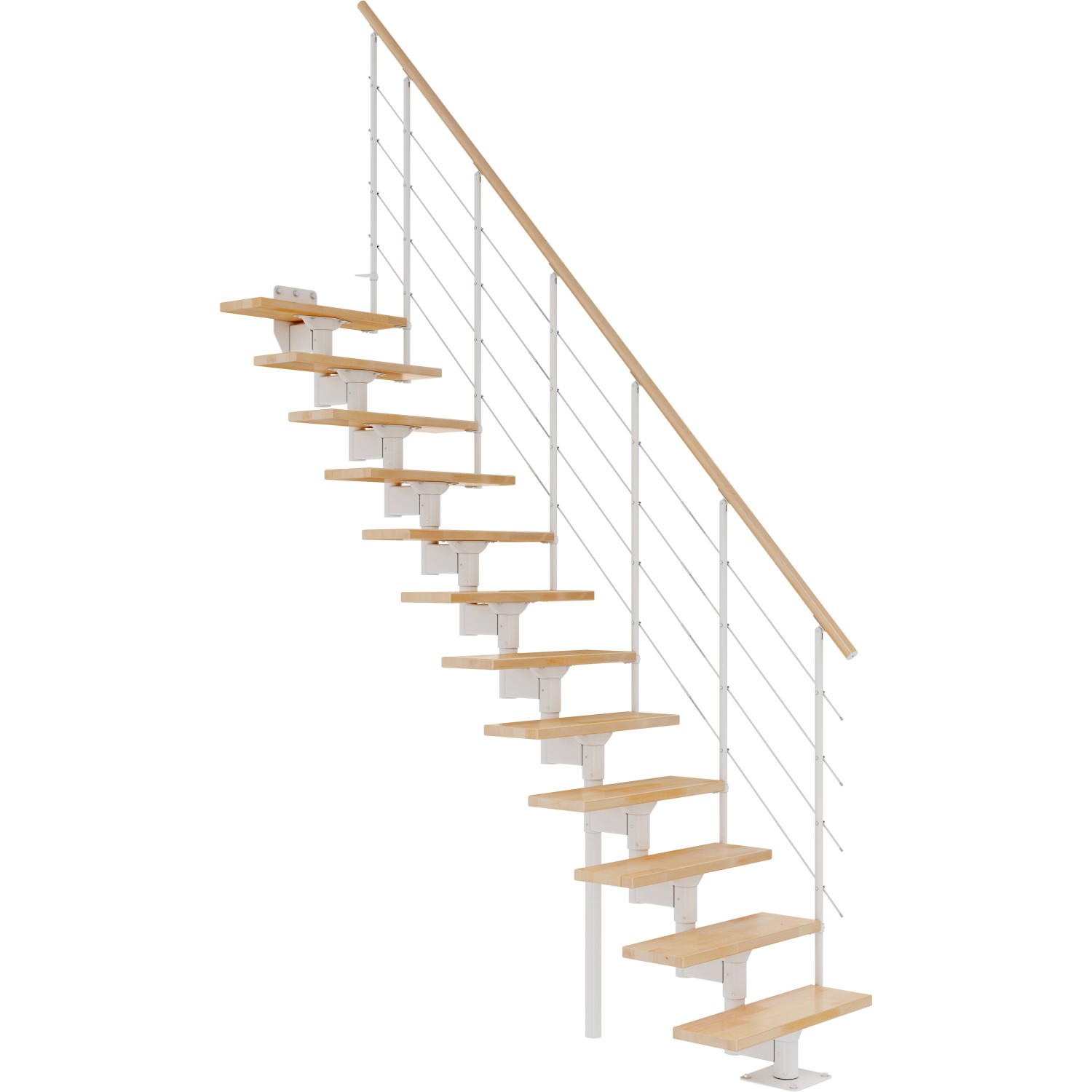 Dolle Mittelholmtreppe Boston Gerade Stufen Buche Unterkonstruktion Weiß FSC von DOLLE