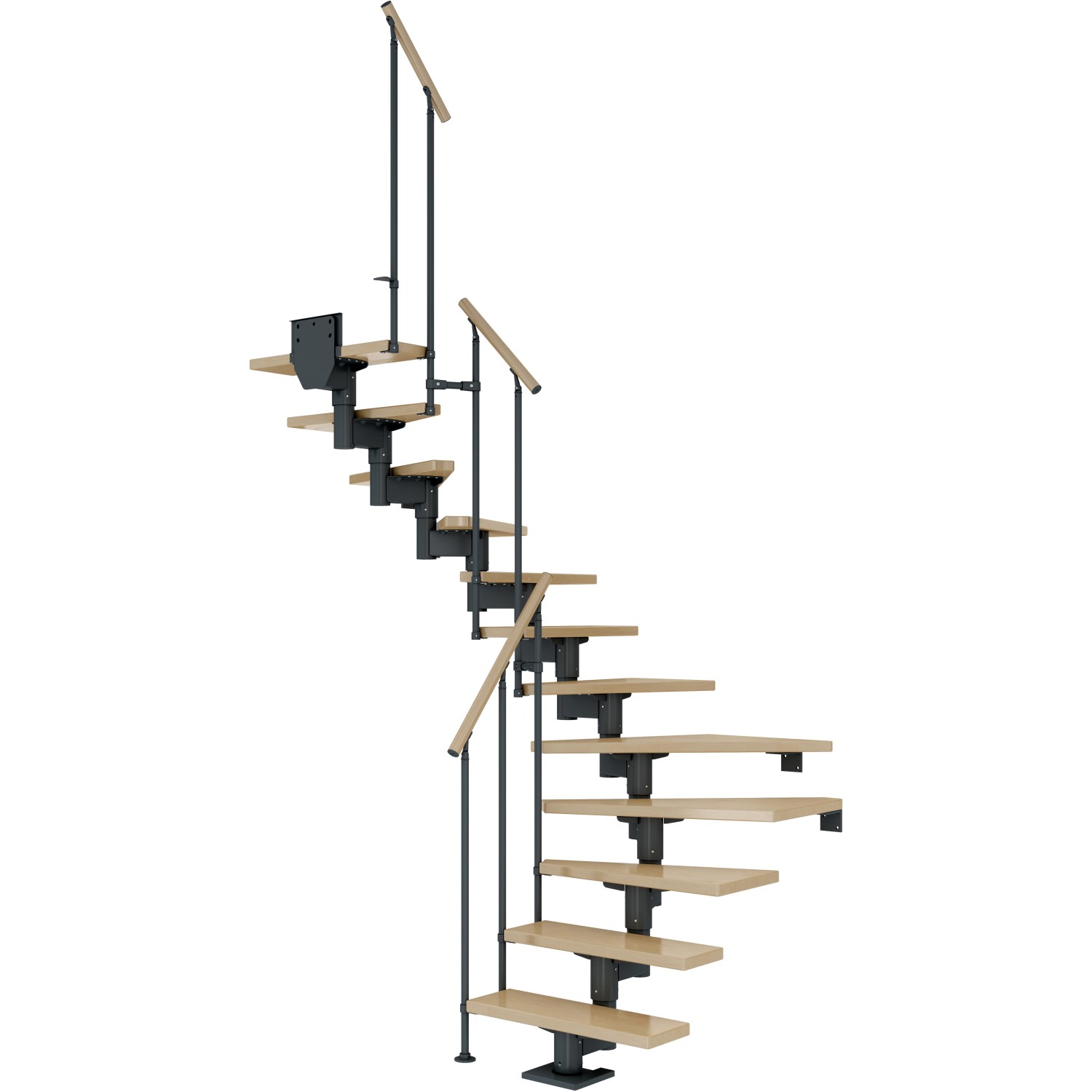 Dolle Mittelholmtreppe Cork Ahorn Anthrazit GH b. 270cm 1/2 Gewendelt 75 cm FSC von DOLLE