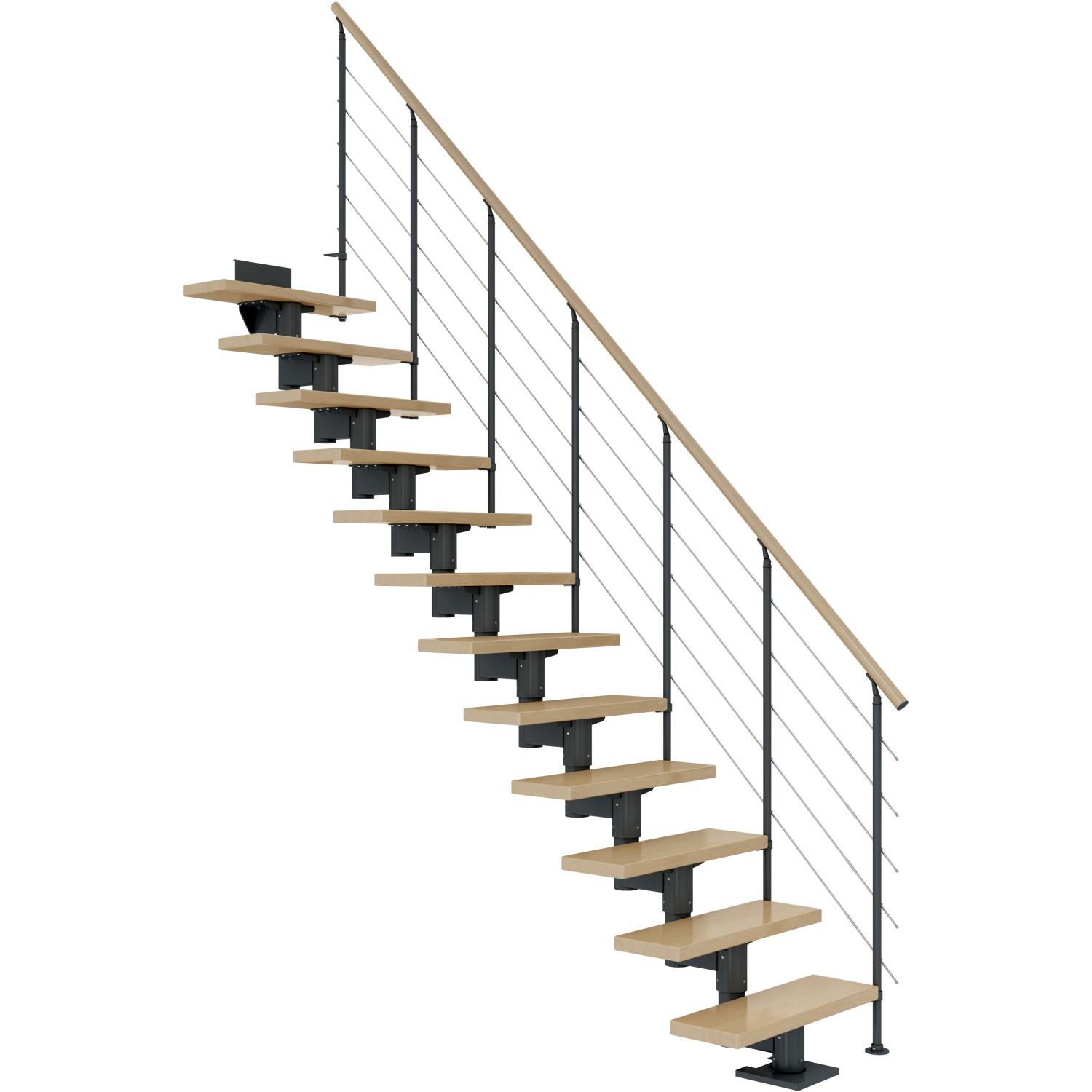 Dolle Mittelholmtreppe Cork Ahorn Anthrazit GH bis 270 cm Gerade 75 cm FSC von DOLLE