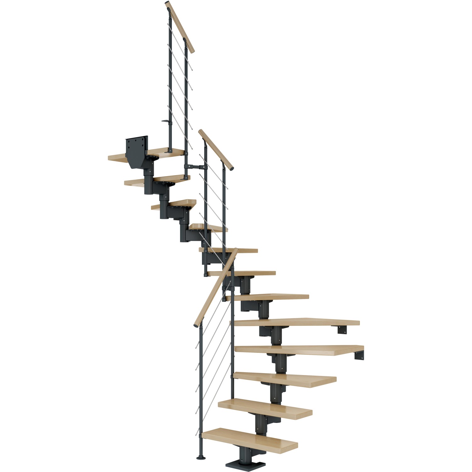 Dolle Mittelholmtreppe Cork Ahorn Anthrazit GH b. 292cm 1/2 Gewendelt 75cm FSC von DOLLE