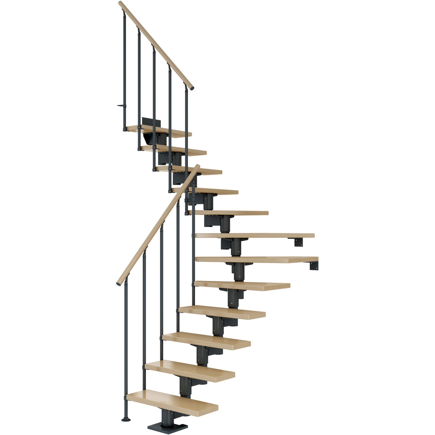 Dolle Mittelholmtreppe Cork Ahorn Anthrazit GH b. 315cm 1/4 Gewendelt 75 cm FSC von DOLLE