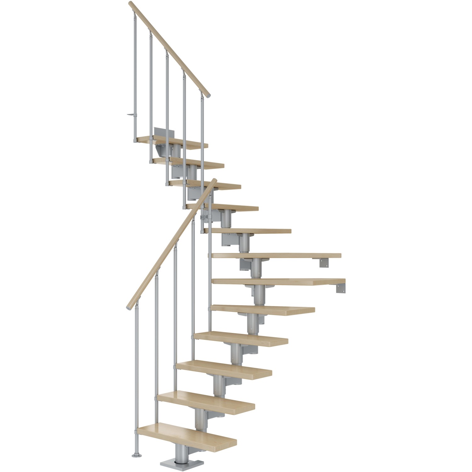 Dolle Mittelholmtreppe Cork Ahorn Perlgrau GH b. 270 cm 1/4 Gewendelt 75 cm FSC von DOLLE